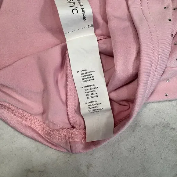 Pink Rhinestone Cami Tank Top Women's Small Y2K Barbiecore Festival Layering - Picture 12 of 16